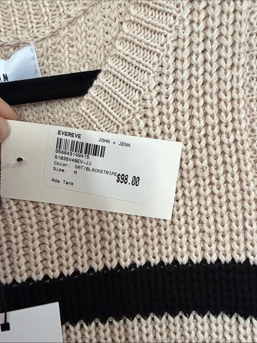 John + Jenn Striped Knit Shell in Beige and Black - Picture 2 of 3